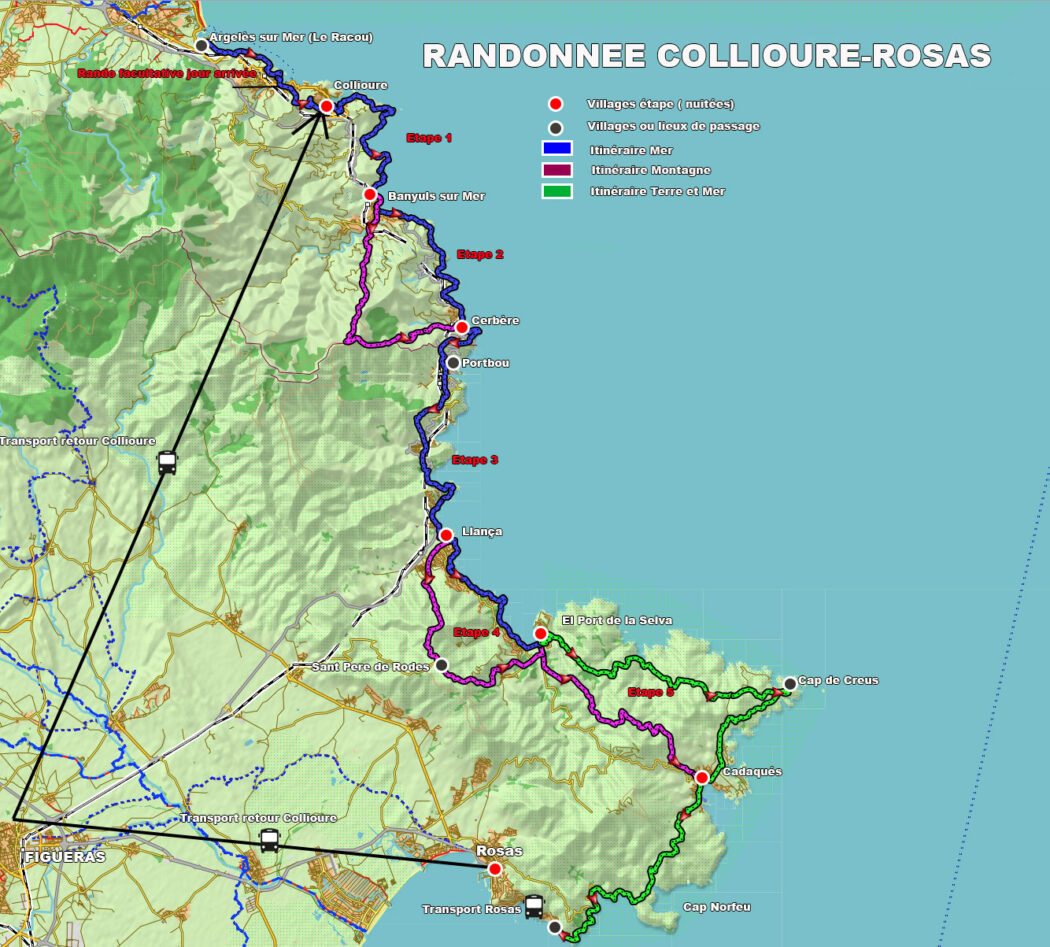 Carte randonnée liberté Argelès sur Mer - Rosas