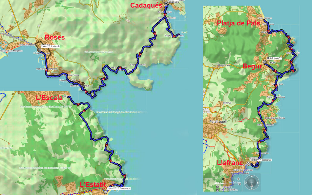 Carte Randonnée Cami de Ronda Cadaqués-Llafranc Carte Randonnée Cami de Ronda Cadaqués-Llafranc